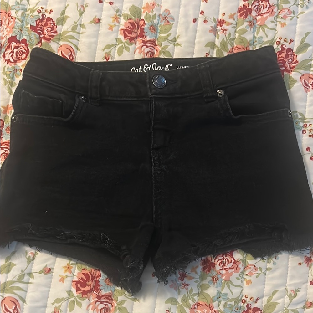Cat and Jack Black Jean Shorts Girls Size Medium